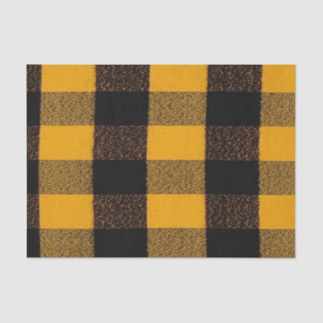 Flannel Buffalo Plaid Yellow lumberjack texture Tissue Paper (Front)