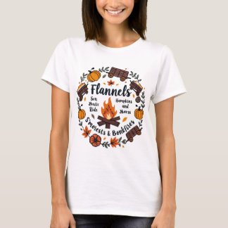 Flannel Fall Shirt, Pumpkins Hayrides Bonfires T-Shirt