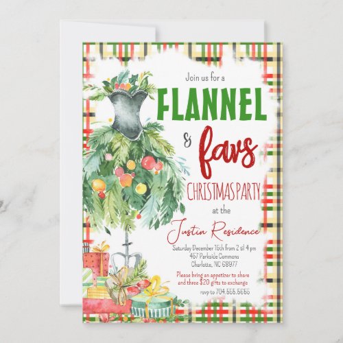 Flannel  Favorite Things Christmas invitation