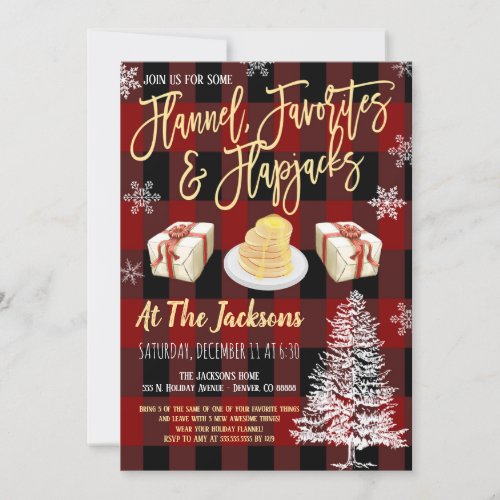 Flannel Favorites and Flapjacks Party Invitation