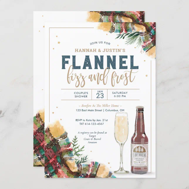 Flannel Fizz and Frost Couples Shower Invitation | Zazzle