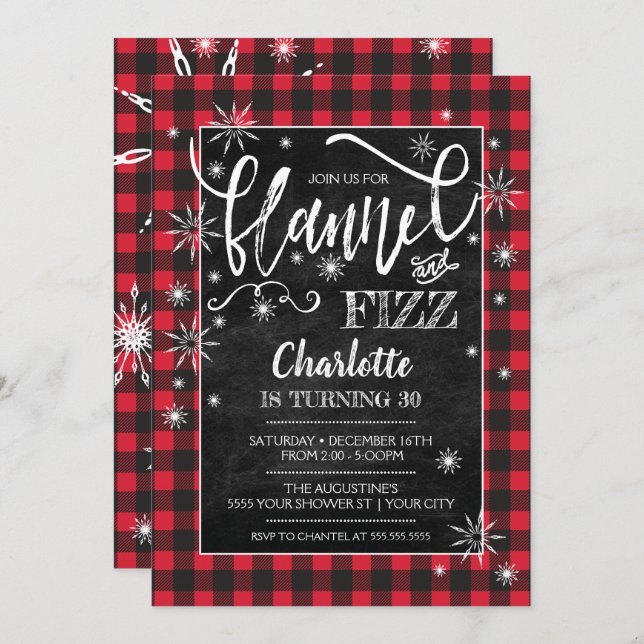 Flannel & Fizz Birthday Invitation (Front/Back)