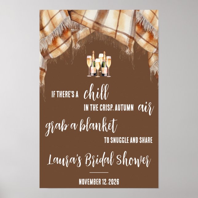 Flannel & Fizz, Grab a Blanket Shower Sign (Front)