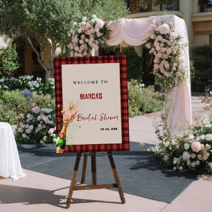Flannel & fizz red & black bridal Shower Welcome Foam Board