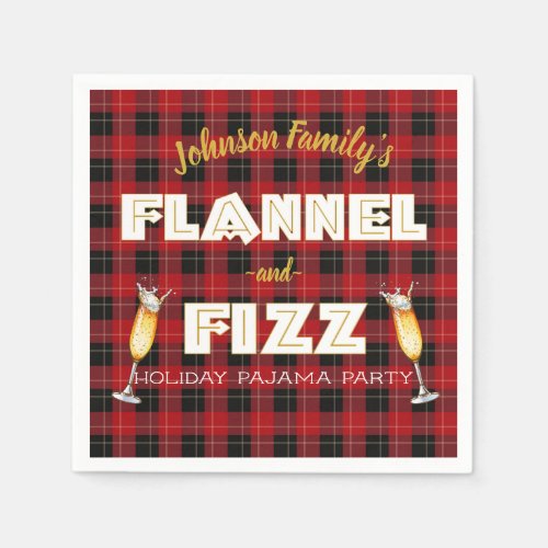 Flannel  Fizz Red  Black Buffalo Plaid Party Napkins