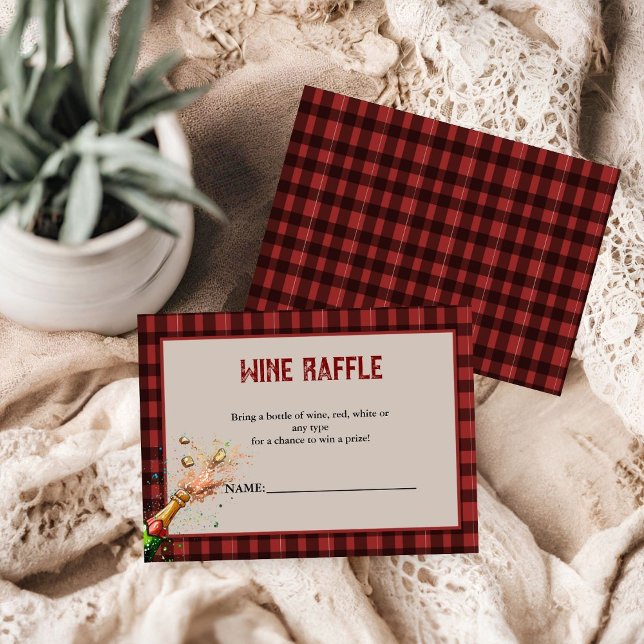 Flannel & fizz Wine Raffle Bridal Shower Game Card (Creator Uploaded)