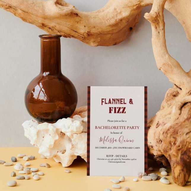 Flannel & fizz winter bachelorette weekend party invitation (Creator Uploaded)