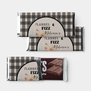Flannel & fizz winter black  & White bridal shower Hershey Bar Favors