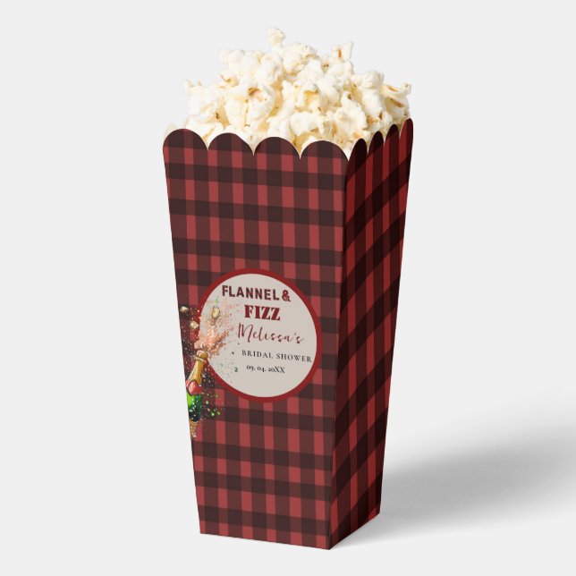 Flannel & fizz winter red &  black bridal shower favor boxes (Popped)
