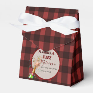 Flannel & fizz winter red & black bridal shower favor boxes