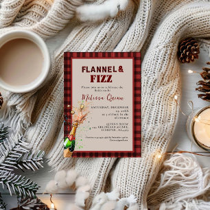 Flannel & fizz winter red &  black bridal shower invitation
