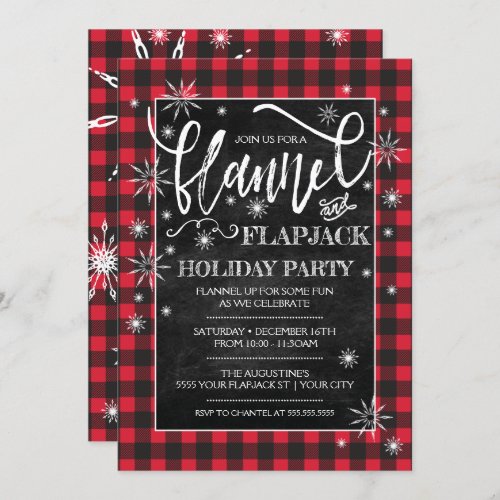 Flannel  Flapjack Holiday Party Invitation