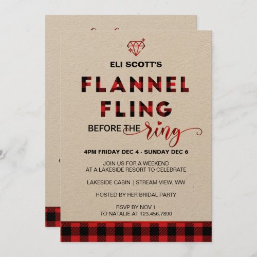 Flannel Fling Bachelorette Invitation  Itinerary