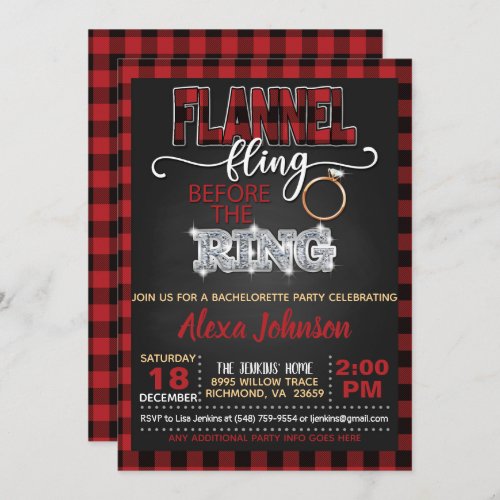 Flannel Fling Bachelorette Party Invitation _ Red