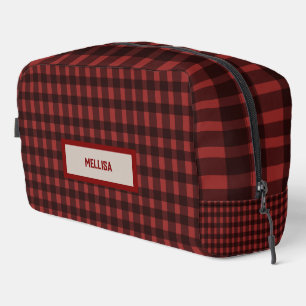 Flannel Fling before ring red plaid bachelorette Dopp Kit
