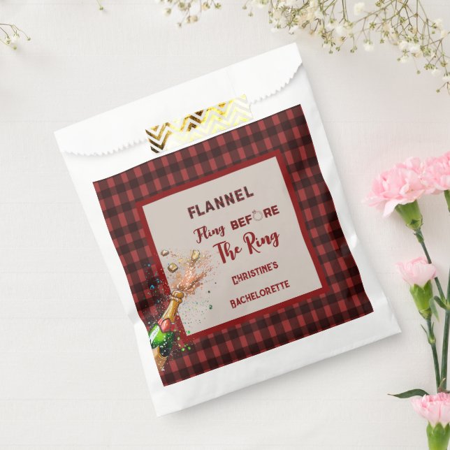 Flannel Fling before ring   red plaid bachelorette Favor Bag (Sealed)