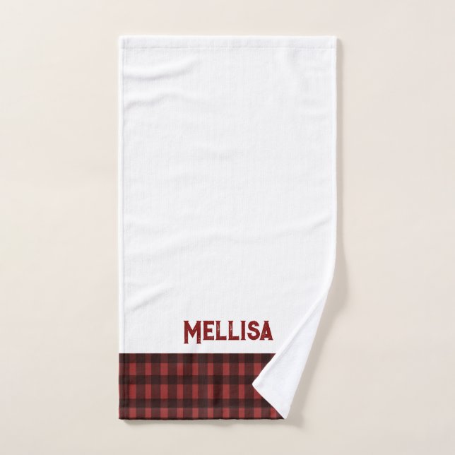 Flannel Fling before ring red plaid bachelorette  Hand Towel (Hand Towel)