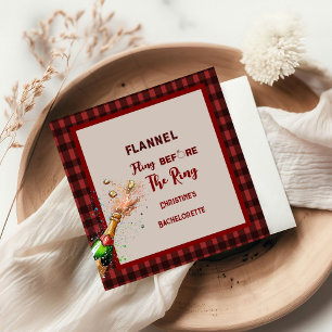 Flannel Fling before ring red plaid bachelorette Napkins