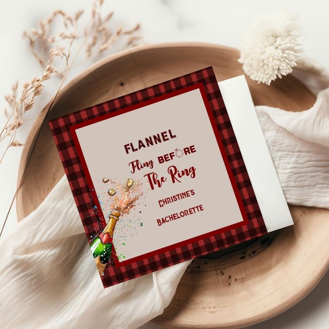 Flannel Fling before ring   red plaid bachelorette Napkins (Creator Uploaded)