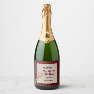 Flannel Fling before ring red plaid bachelorette Sparkling Wine Label