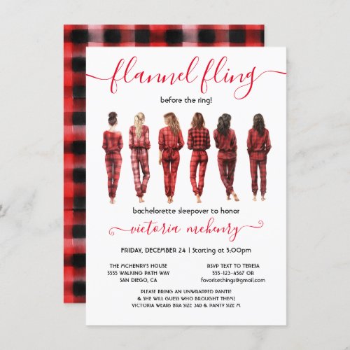 Flannel Fling Before the Ring Bachelorette Party Invitation