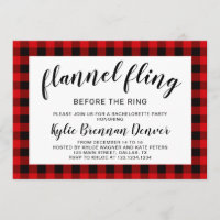 Flannel Fling Before The Ring.Bachelorette Party Invitation