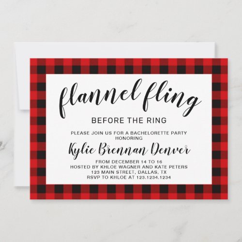 Flannel Fling Before The RingBachelorette Party Invitation