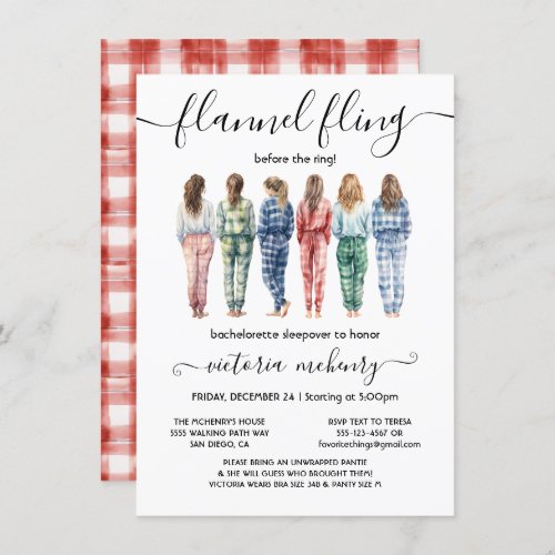 Flannel Fling Before the Ring Bachelorette Party Invitation