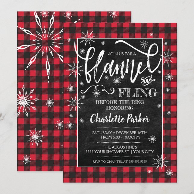 Flannel & Fling Before the Ring Shower Invitation (Front/Back)