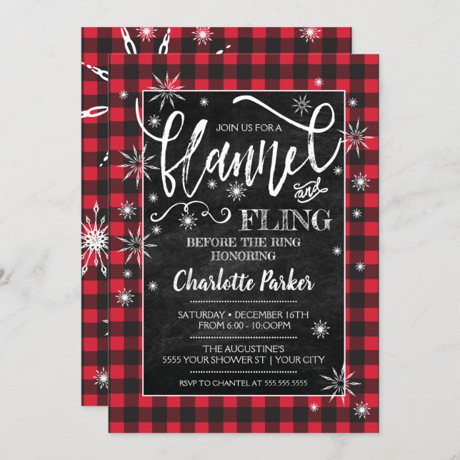 Flannel & Fling Before the Ring Shower Invitation (Front/Back)