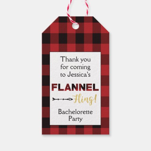 Flannel Fling Themed Bachelorette Thank You Tag
