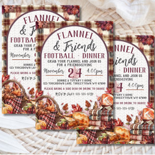 Flannel & Friends Football Friendsgiving Dinner Invitation