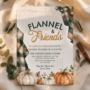 Flannel & Friends Friendsgiving Rustic Pumpkin Invitation