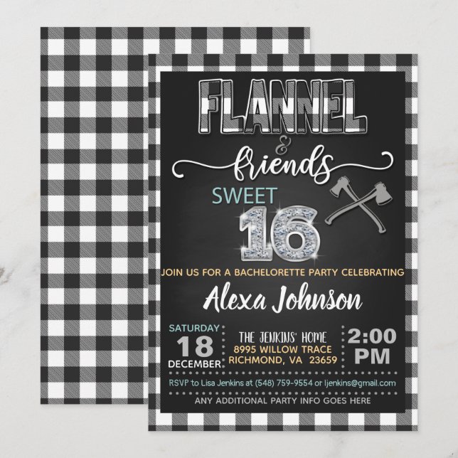 Flannel & Friends Party Invitation - WH (Front/Back)