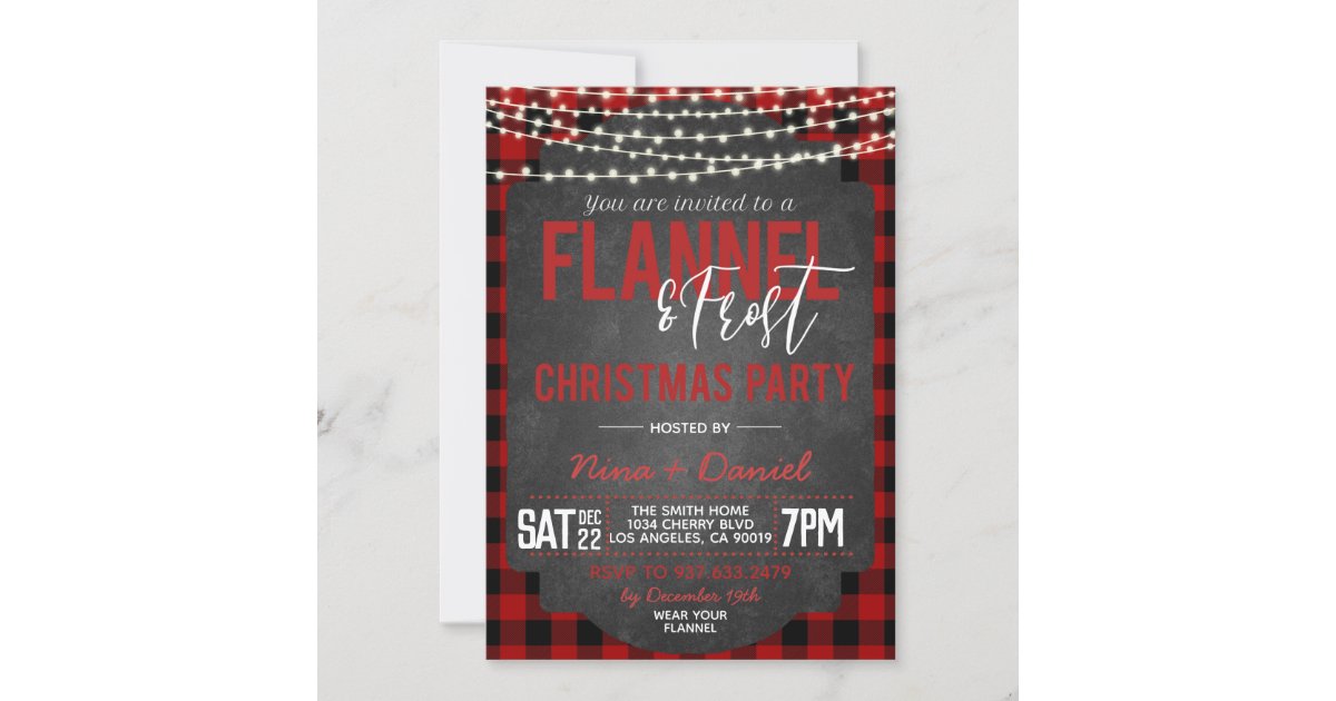 Flannel &amp; Frost Christmas Party Invitation | Zazzle