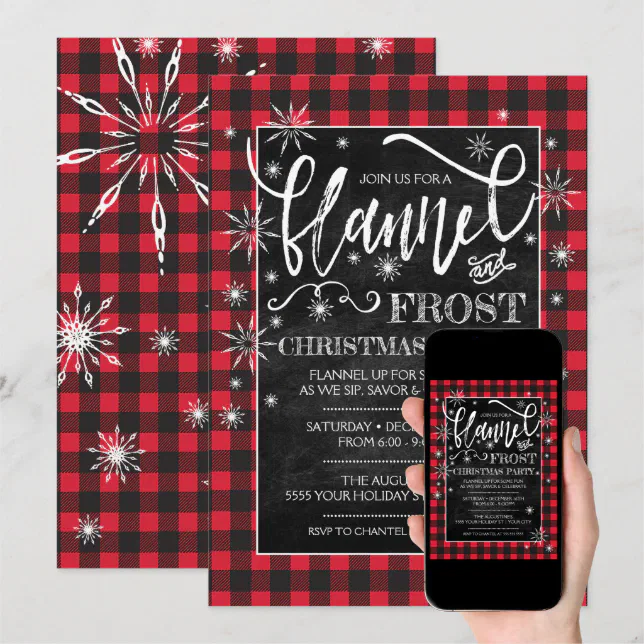 Flannel &amp; Frost Christmas Party Invitation | Zazzle