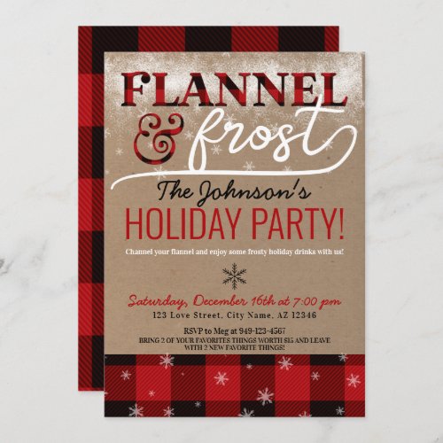 Flannel  Frost Cocktail Holiday Christmas Party  Invitation