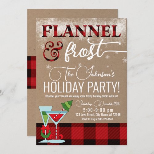 Flannel  Frost Cocktail Holiday Party Christmas  Invitation