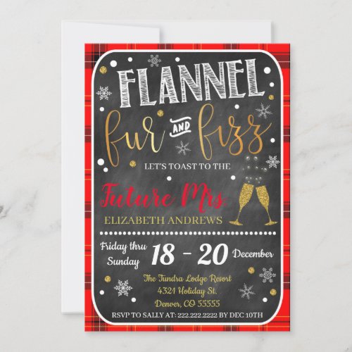 Flannel Fur And Fizz Bachelorette Invitation