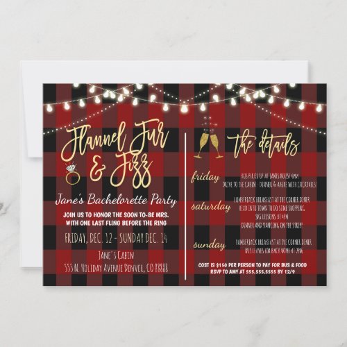 Flannel Fur and Fizz Party Invitation