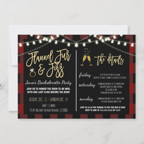 Flannel Fur and Fizz Party Invitation