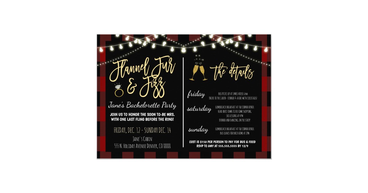Flannel Fur and Fizz Party Invitation | Zazzle.com