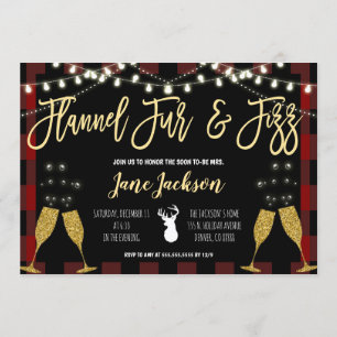 Flannel Fur and Fizz Party Invitation