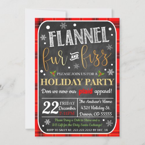 Flannel Fur  Fizz Christmas Invitation