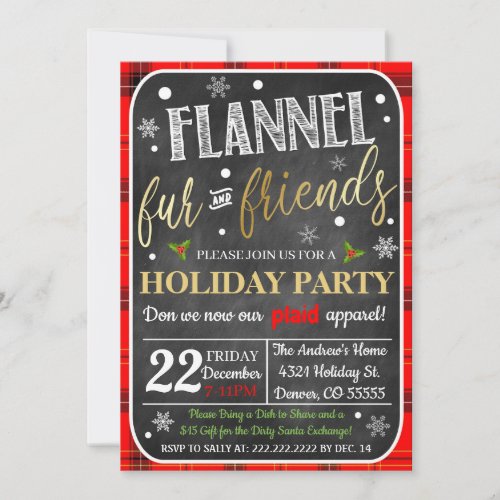 Flannel Fur  Friends Christmas Invitation