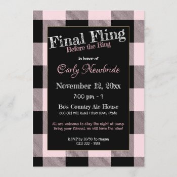 Flannel Girls Night Out Bachelorette Party Invitation by happygotimes at Zazzle