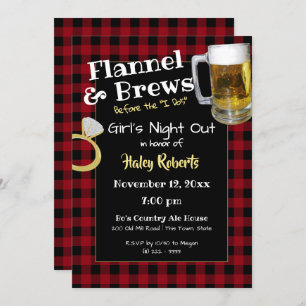 Flannel Girls Night Out Bachelorette Party Invitation