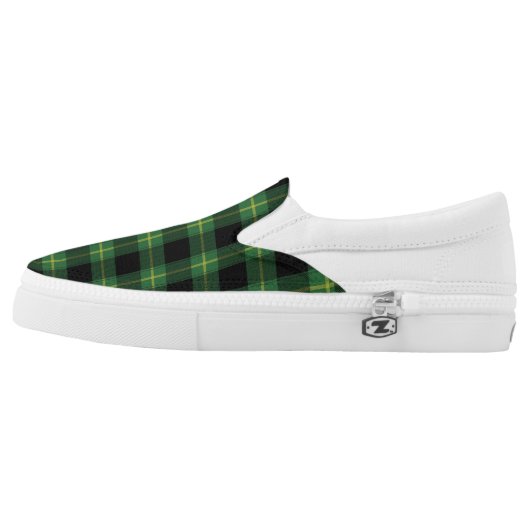 Flannel Green Buffalo Plaid Pattern Fall Autumn Slip-On Sneakers (Left Shoe Outside)