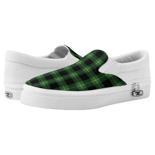 Flannel Green Buffalo Plaid Pattern Fall Autumn Slip-On Sneakers (Pair)