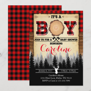 Flannel Lumberjack Baby Shower Invitation Invite